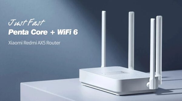 Xiaomi Redmi AX5 Router 5 Core WiFi 6 Dual Band Wireless WiFi Router Support Mesh OFDMA 1775MBps 4xAntennas 256MB Wireless Signal Booster Children Protection - White
